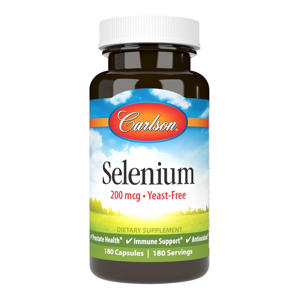 Carlson - Selenium、200 mcgイーストフリー、前立腺の健康&免疫サポート、抗酸化剤、180カプセル