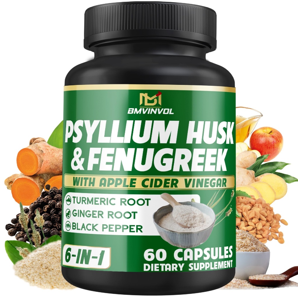 Fenugreek、Apple Cider Vinegar、Turmeric、ジンジャー、ブラックペッパー - 消化の健康サポート - 60カプセル