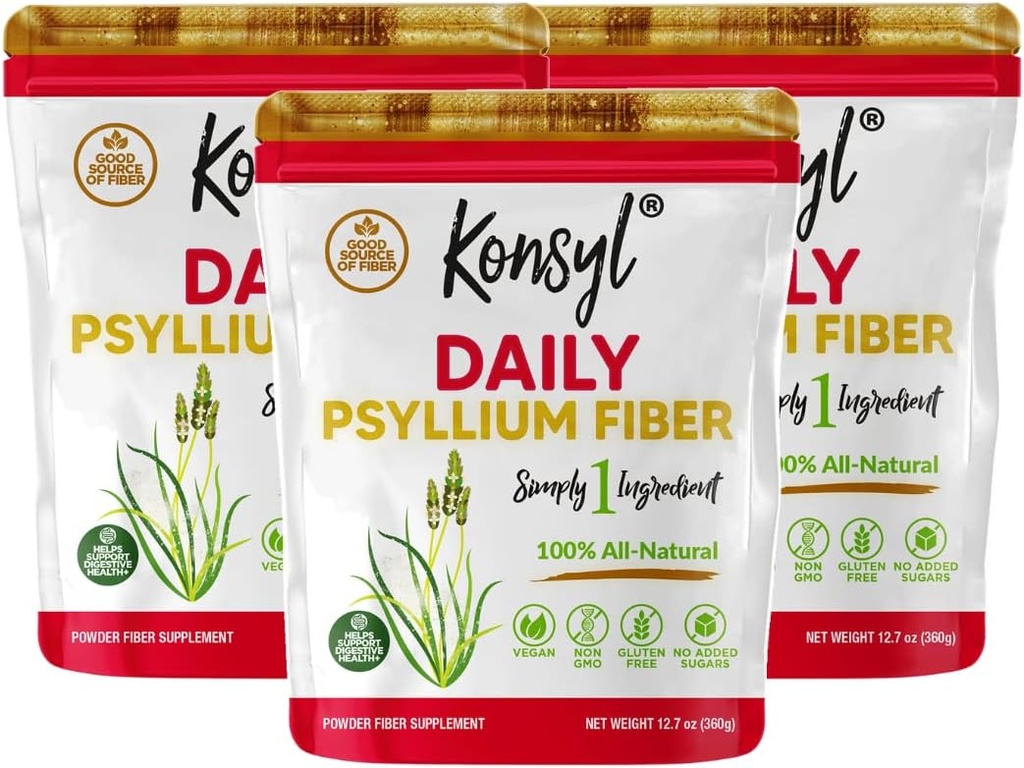 Konsylの毎日のPsyllium繊維、3のパック、360g Gusset袋、グルテンフリー、非GMO、Ketoの友好的、Unflavoredの容易な混合繊維