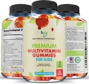 Premium Multivitamin Gummies for Toddlers & Kids - Chewable Essential Daily Vitamins A, C, D3, E, B6, B12, Biotin - No High-Fructose-Corn-Syrup or Artificial Sweeteners - 60 Gummies, 30-Day Supply