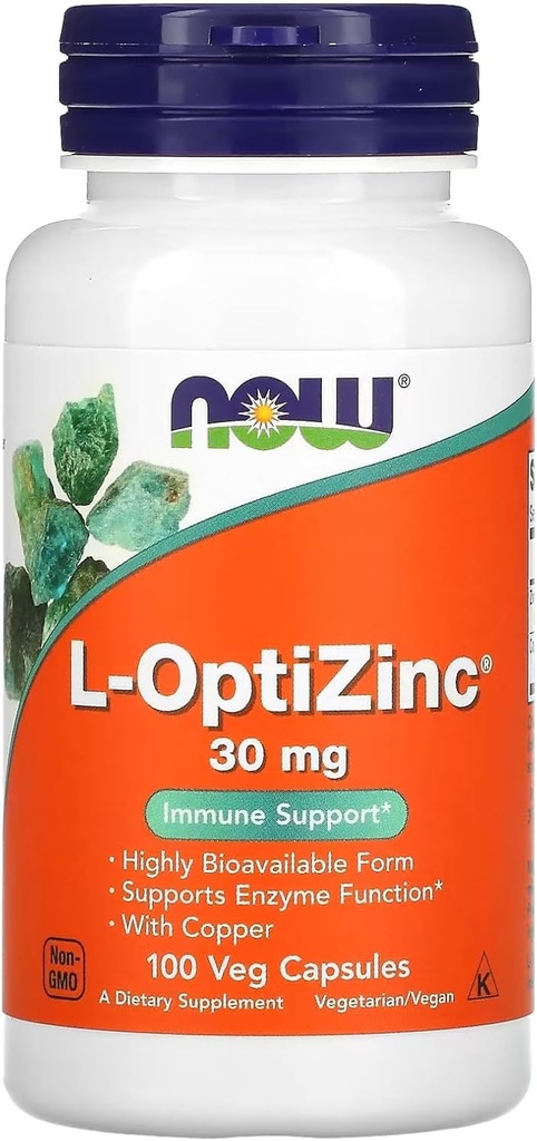 今食糧:L-Optizinc免疫サポート30 mg、100の帽子(2パック)