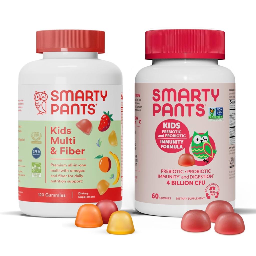 SmartyPantsはMultivitamin繊維の補足のガミーおよびProbiotic免除の束をからかいます:オメガ3の魚油(EPA/DHA)、ビタミンD3、C、ビタミンB12、B6、消化及び免疫サポート補足(30日の供給)