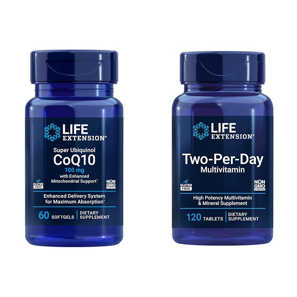 ライフエクステンションスーパーUbiquinol CoQ10ハート&セルエネルギー2日高効力マルチビタミン&ミネラルサプリメント、60ソフトジェル&120錠