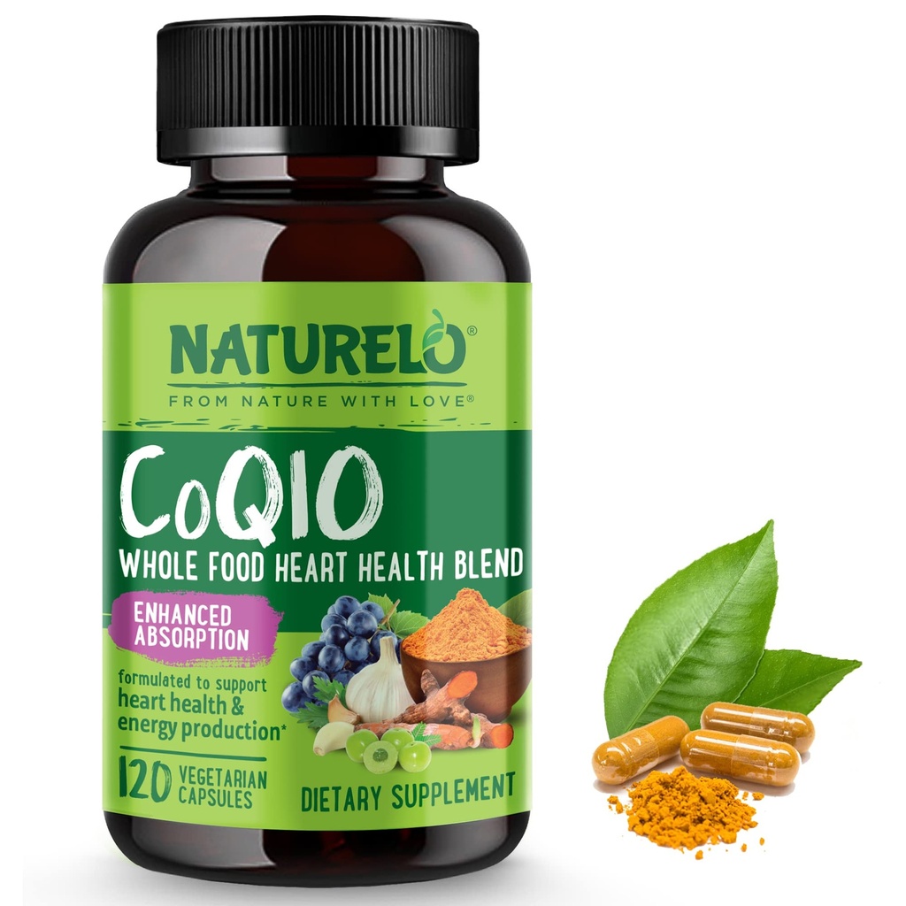 NATURELO 全食糧CoQ10の補足、120の野菜のカプセル、中心の健康のブレンド、強力な酸化防止剤、CoQ10 100mgはエネルギー生産を支えます