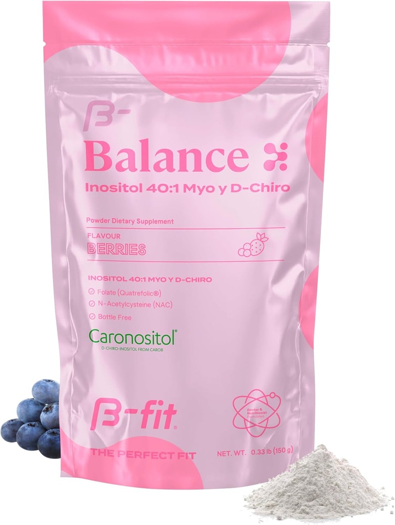 Inositolバランス150g - Inositol 40:1 Myo&D-Chiro - 粉末食品サプリメント - ベリー風味 - 葉酸 - 添加物なし - 100%純粋な - ボトル無料