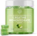 FIORクレアチンガミー - 最高のクレアチンモノハイドレートChewable、60カウント、ワークアウト&プロテインサプリメント、認知強化、サワーグリーンアップル風味、30サービング