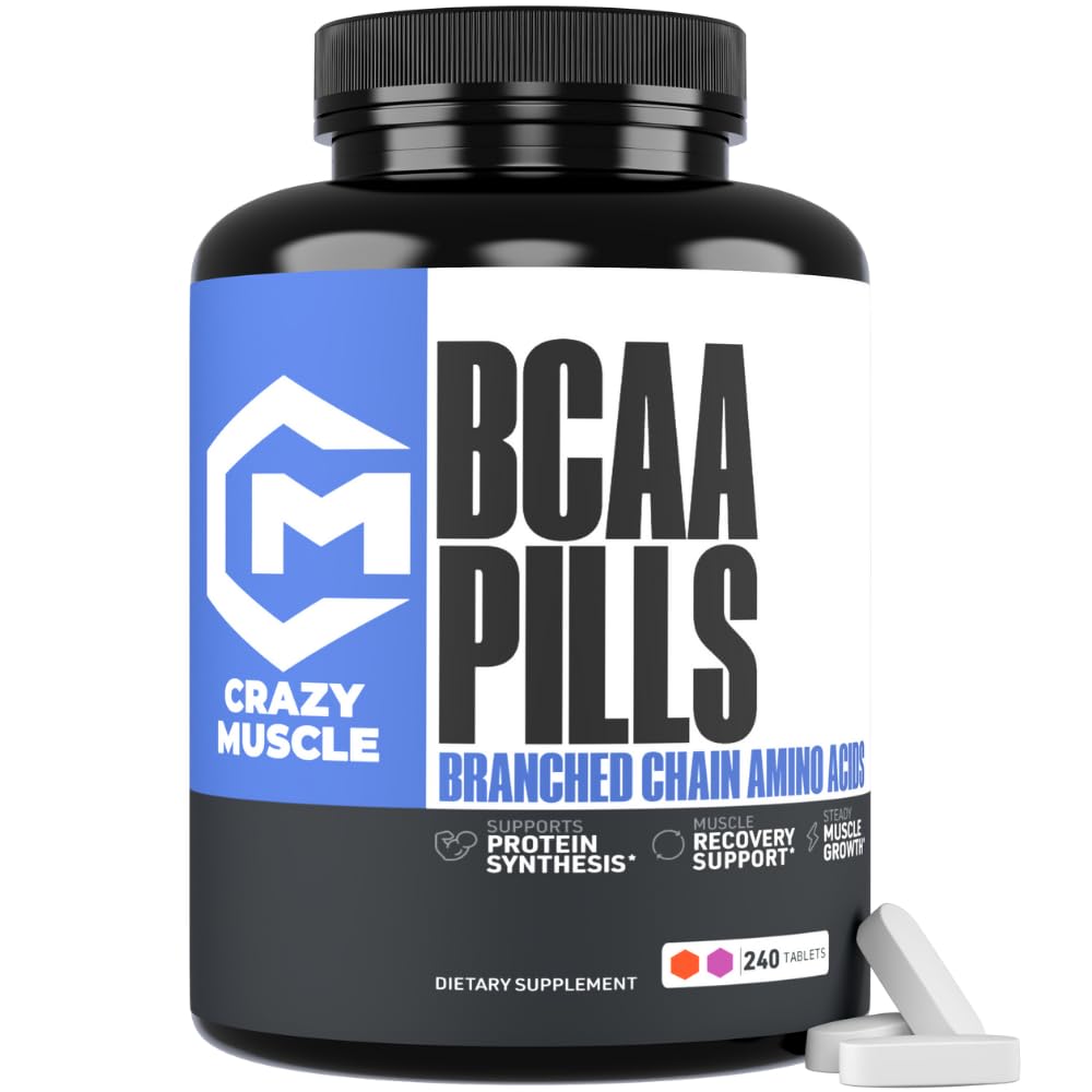 クレイジーマッスル3000mg BCAAの丸薬(80日の供給) 最適な2:1:1の分岐させたチェーン アミノの酸の回復および成長のための比率、Pillごとの1000mg BCAAs (BCAAのカプセル以上) 240のタブレット
