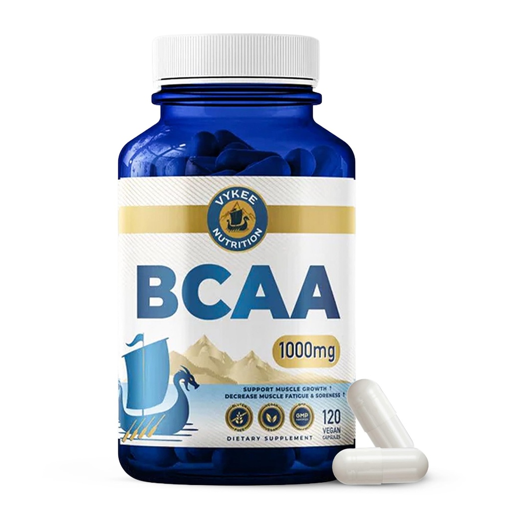Vykee栄養BCAAカプセル - 筋肉の成長をサポート, 回復, & タンパク質合成 – ビーガン, 非GMO, グルテンフリー – 1,000 mg, 120 カウント