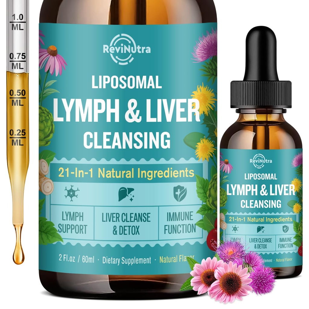 Liposomalのリンパ排水の低下、レバーの清潔なDetox及びミルクのThistle、Dandelion、Burdockの根及びEchinaceaの修理液体の補足-リンパ及びレバーのデトックス、酸化防止、自然な味2 FlのOz