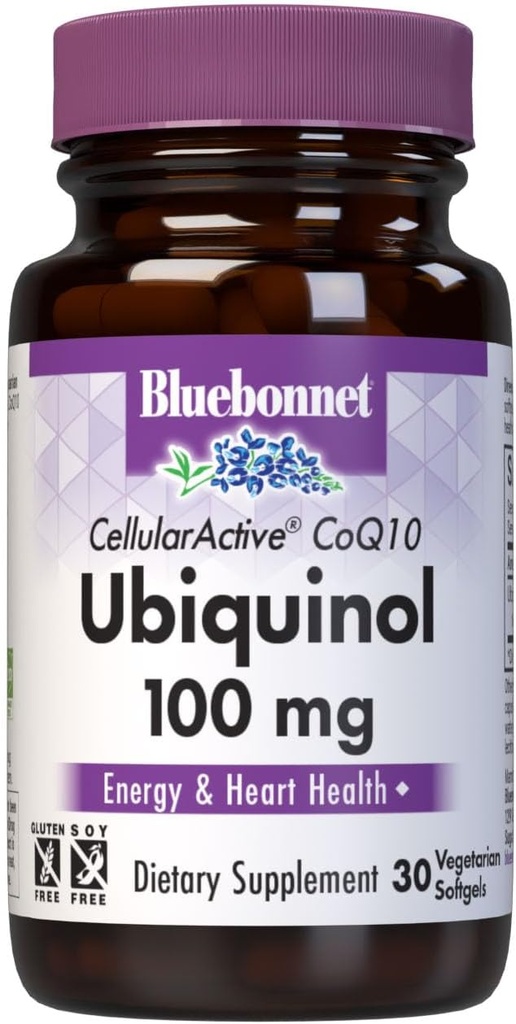 Bluebonnet栄養セルラーアクティブCoQ10 Ubiquinol 100mg、エネルギー&ハートヘルス*、非GMO、グルテンフリー、大豆フリー、ベジタリアンフレンドリー、30野菜Softgels、30サービング
