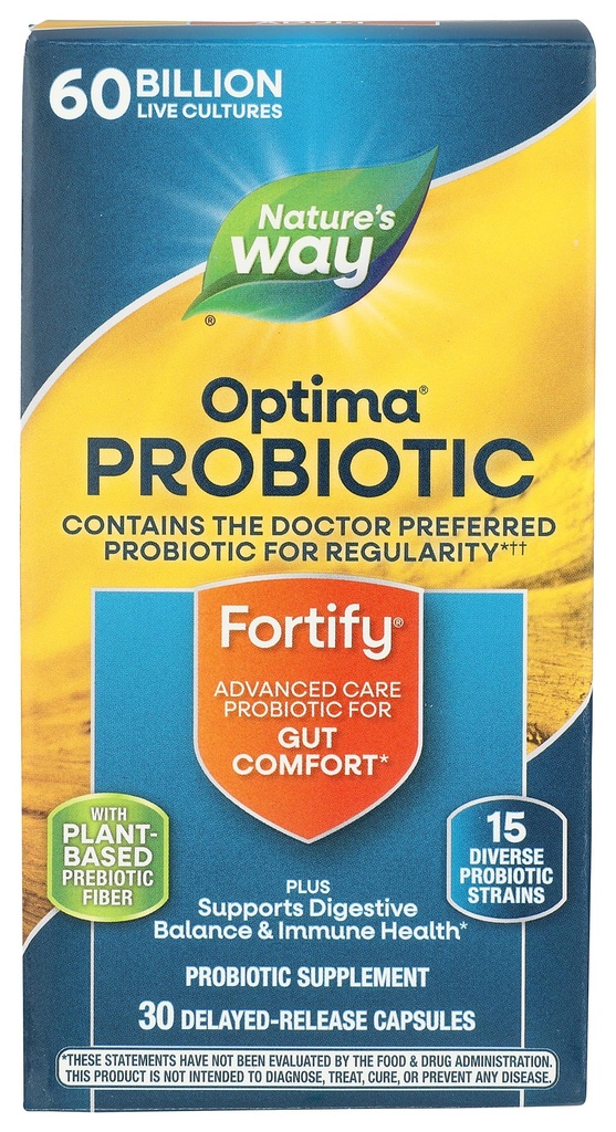 自然の道は大人、60億人のライブ文化、15の緊張、Guttの慰め*のためのOptima Probioticを、支えます 消化バランスおよび免疫の健康*、冷やされた保って下さい、30のカプセル(包装5月Vary)