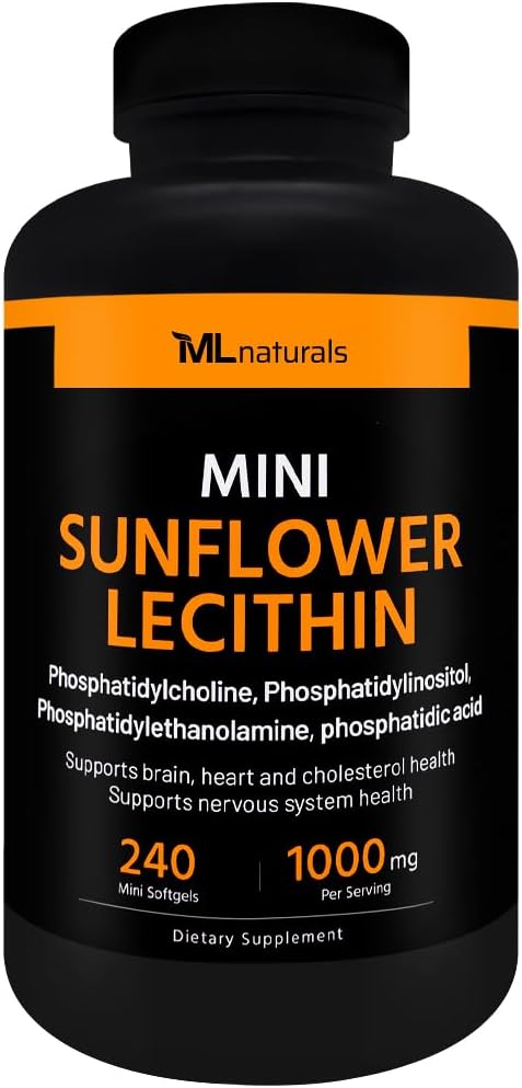 MLナチュラルズミニひまわりレシチン240ソフトゲル。 Phosphatidylcholine、Phosphatidylinositol、Phosphatidylthanolamine、Phosphatidicの酸、NSF公認及びcGMP迎合的