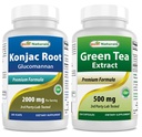 Konjacグルコマンナンの根2000のmg及び緑の茶エキス500のmg
