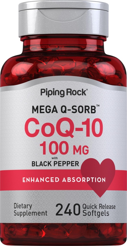 ピッピングロックコク10 100mg | 240 Softgels | 女性と男性のための吸収性サプリメントの強化 | 非GMO、グルテンフリー
