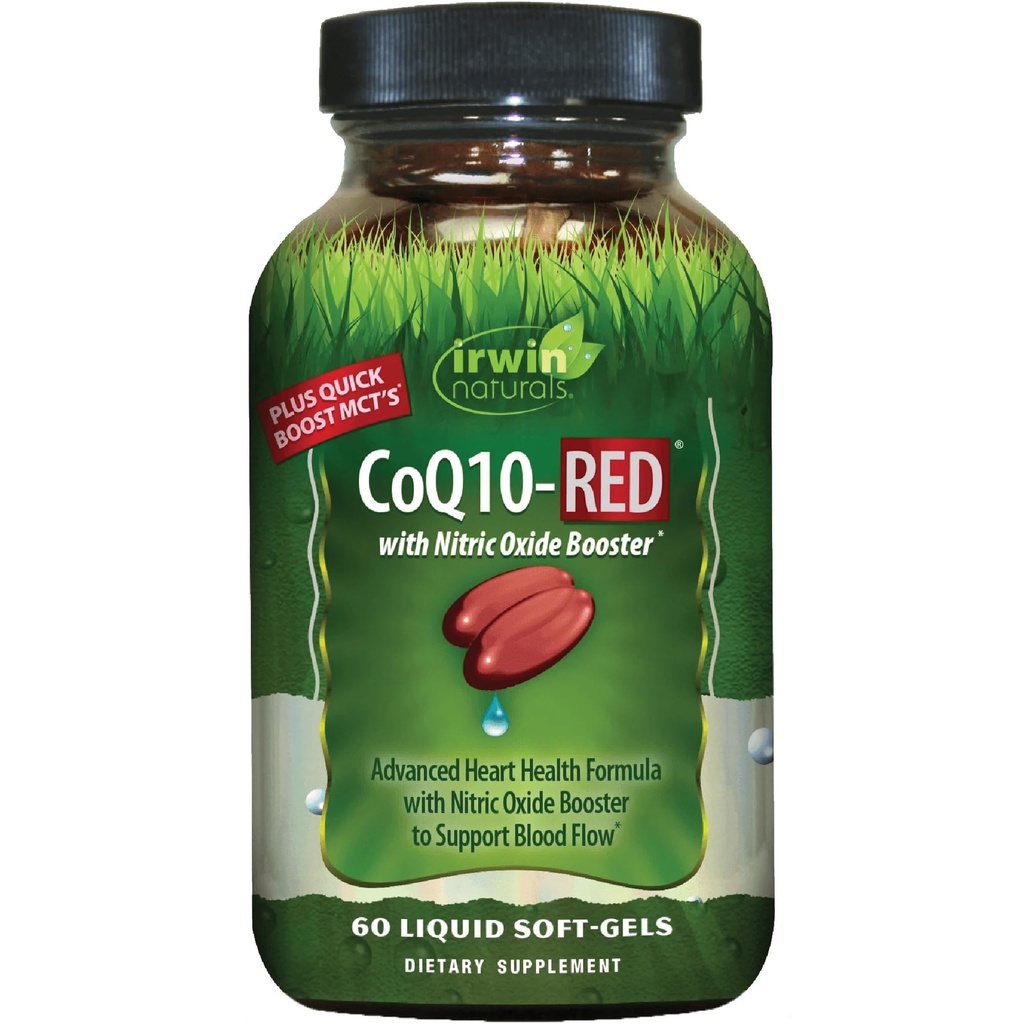 Irwin Naturals CoQ10-RED with Nitric Oxide Booster & MCT – 60 液体ソフトジェル – ハート&エネルギーサポート