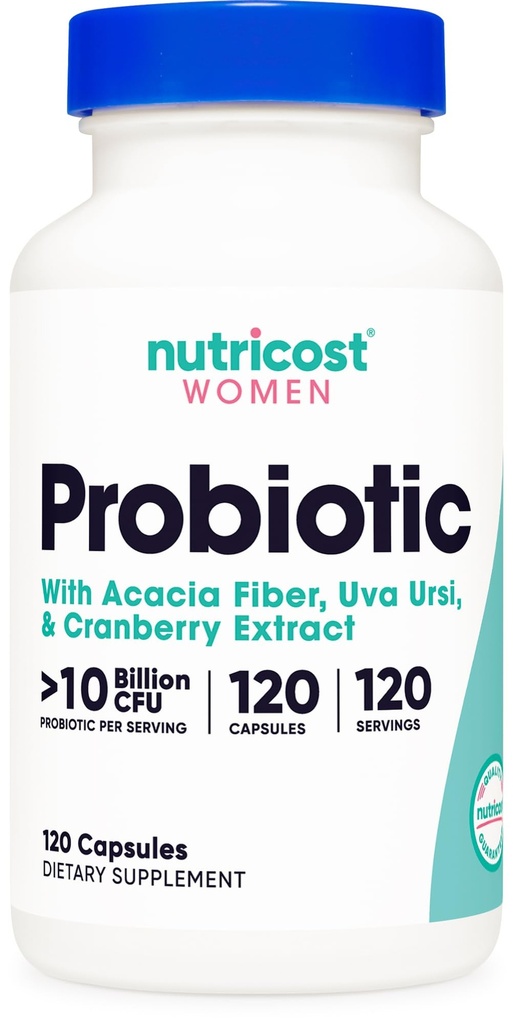女性のためのNutricost Probiotic 10ビリオンCFU、120のカプセル-Acacia繊維、Uva Ursi及びクランベリーのエキス、非GMO及びグルテンフリーのコンプレックス