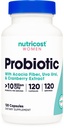 女性のためのNutricost Probiotic 10ビリオンCFU、120のカプセル-Acacia繊維、Uva Ursi及びクランベリーのエキス、非GMO及びグルテンフリーのコンプレックス