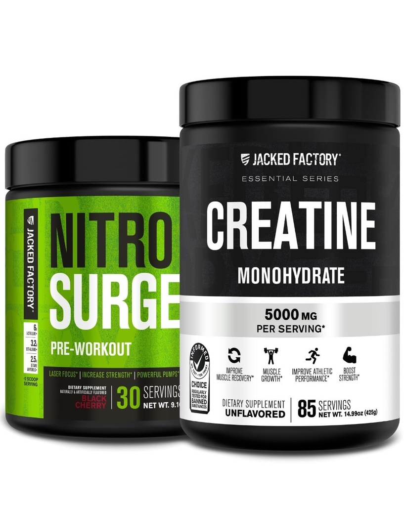 ジャック工場 Nitrosurge プリワークアウト に ブラックチェリー & クレアチン Monohydrate のために 男性と女性