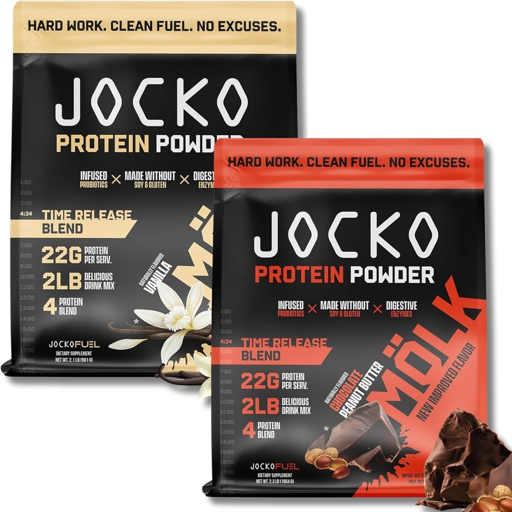 Jocko燃料タンパク質バンドル(2パック) - チョコレートピーナッツバター(2lb) +バニラ(2lb) - 筋肉の回復と成長をサポート