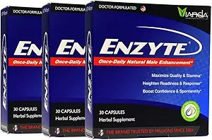 Enzyte® by Vianda男性の強化血流、スタミナ、および品質のための健康サプリメント、アジアのGinseng、Ginkgo Biloba、ブドウ種子、ホニーGoat雑草、Muira Puama - 30カプセル(3パック)