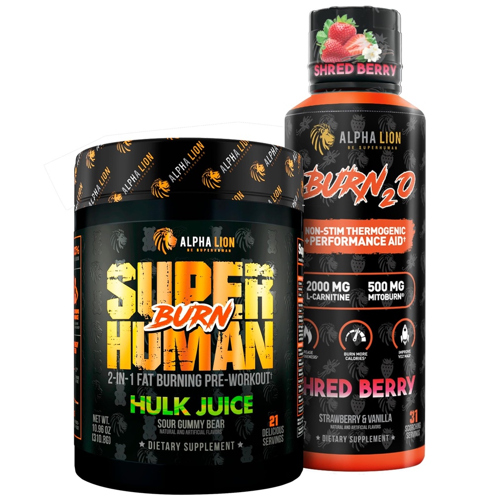 ALPHA LIONの頑固な脂肪質の損失の積み重ね–Superhumanはプレワークアウト+ Burn2Oの液体Lカルニチン2000mg (ShredBerry)を燃やします–男性及び女性のためのThermogenic脂肪燃焼の積み重ね–