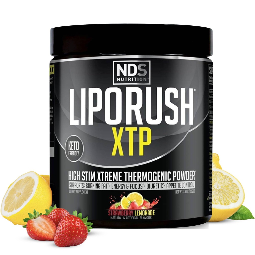 LIPORUSH NDS栄養XTPの熱源の脂肪バーナー-L-カルニチン-エネルギー、焦点および食欲制御-極度熱源の脂肪燃焼の粉の減量-いちごLemonade (45のサービング)