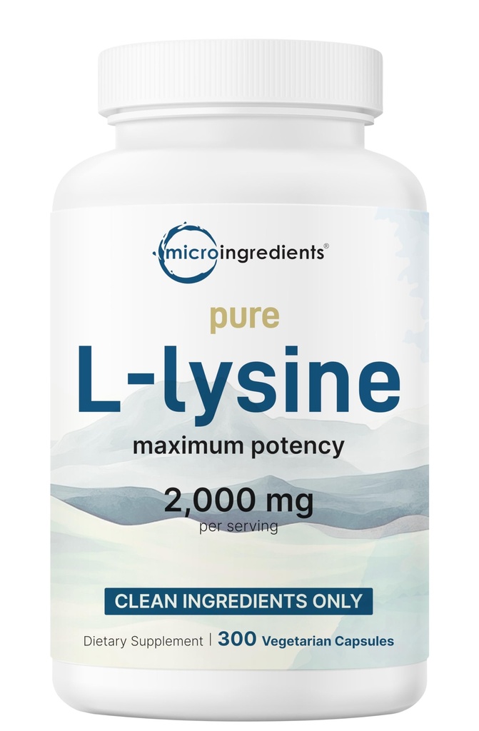 純L-Lysine 2,000mg、300ベジギーカプセル | 最大効力、簡単に吸収、無料フォーム | コラーゲン、リップ、免疫サポートのためのエッセンシャルアミノ酸 | 充填剤なしのクリーン成分