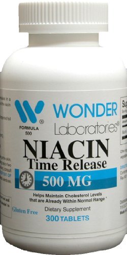 ワンダーラボラトリーズ ハイポテンシータイムリリースナイシン(ビタミンB3)500 Mg 300錠非GMO、グルテンフリーサプリメント