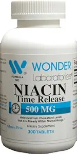 Wonder Laboratories High Potancy Time Release Niacin (Vitamin B3) 500 Mg 300 Tablets Non-GMO, Gluten Free Supplement