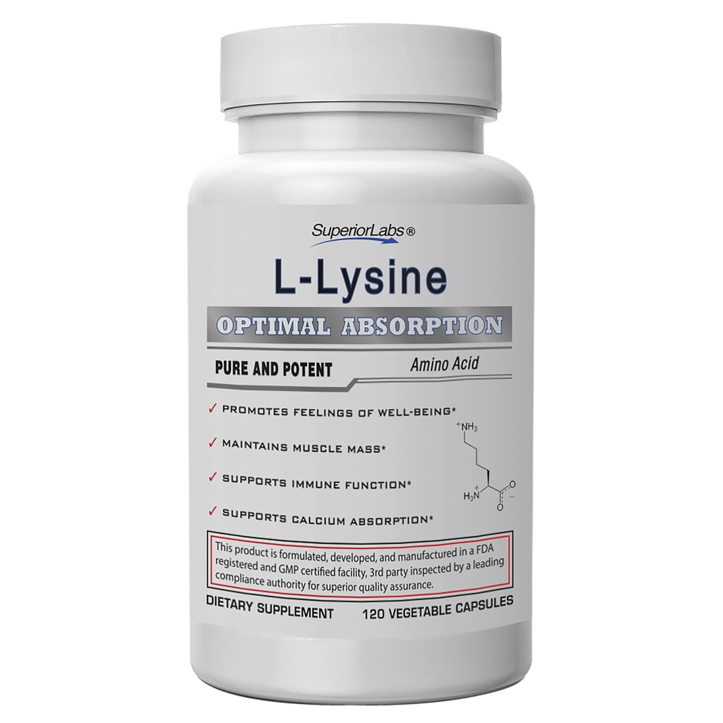 優秀な実験室L-Lysine 500のmgのカプセル、純粋な非GMOの3部のテストされる、フィラー、グルテンフリーのグルテンフリー、サポート免疫システム、カルシウム吸収、120の帽子を促進します