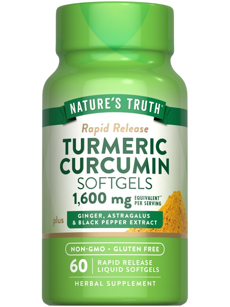 Nature's Truth ターメリック クルクミンコンプレックス | 60 Softgels | ジンジャー、アストラガルス、ブラックペッパーエキス | 非GMO&グルテンフリーサプリメント