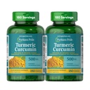 Puritanのプライドターメリッククルクミン500mg、95%カクミノids、アンチオキシダント健康のためのハーブ栄養補助食品、180のラピッドリリースカプセル、2のパック