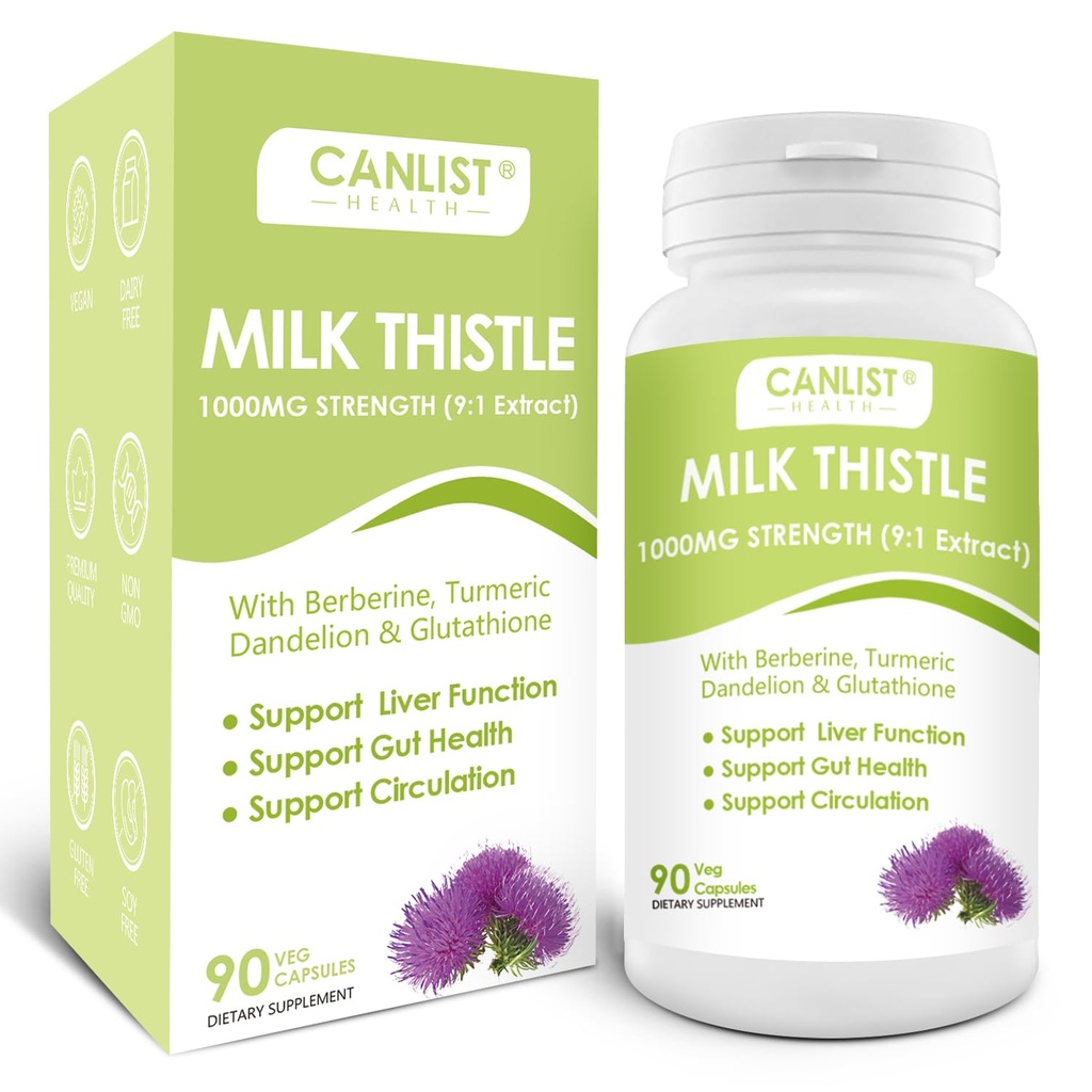 CANLIST ミルクのこのカプセル 1000mg の無菌 9:1 のエキス、肝臓の健康サポート、解毒及び清潔な、酸化防止及び腸の健康、非 GMO のグルテンフリー、90 のカプセル