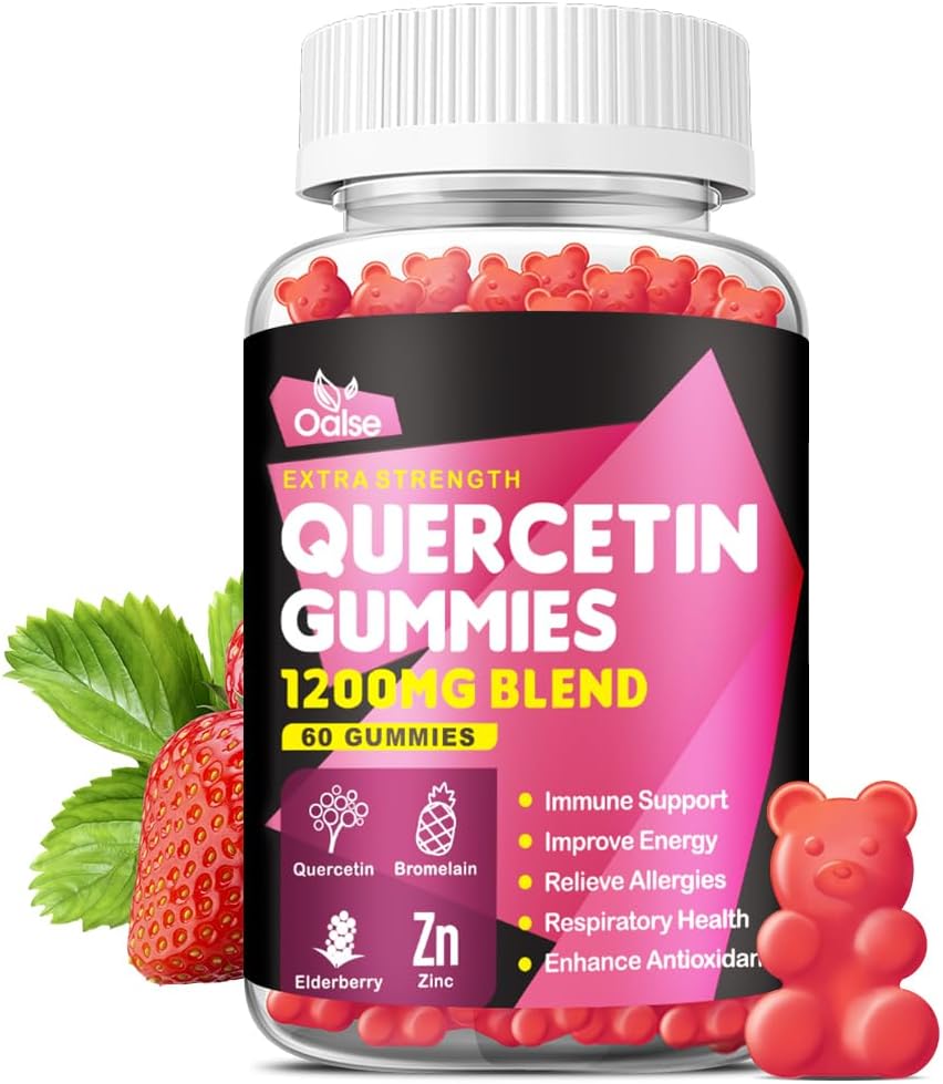 Quercetinのグミー1200mg -ビタミンCおよび亜鉛、Bromelain、Elderberry、ビタミンD3 -子供および大人の免除及びアレルギーサポートのためのケルセチンの補足とのケルセチン