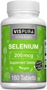 セレン 200 mcg サプリメント, 180 免疫システムのためのビーガン錠, 甲状腺, 前立腺と心の健康*, 有機, 自然 & 添加物のないグルテンフリートレースミネラル