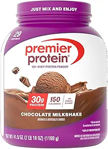 Premier Protein Powder, Chocolate Milkshake, 30g Protein, 1g Sugar, No Soy, Gluten Free, 41.9oz (29 Servings)