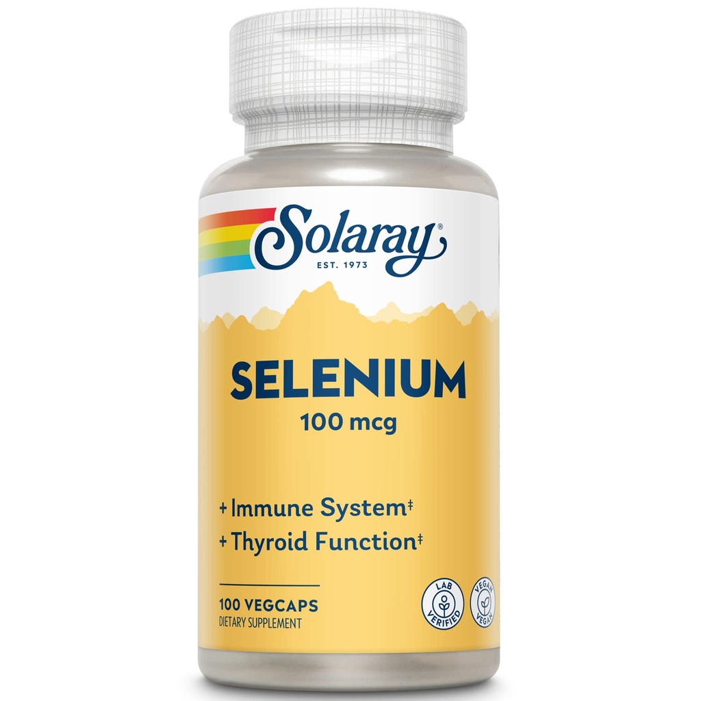 Solaray Selenium 100 mcg, 健康的な免疫システム, 甲状腺機能と抗酸化サポート, 完全菜食主義者の, ラボ検証済み, 60 日保証, 100 人前, 100 野菜