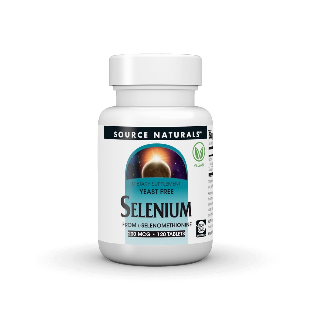 ソースナチュラルイースト無料セレン, l-Selenomethionineから, 非GMO検証, 200 mcg - 120 ビーガンタブレット