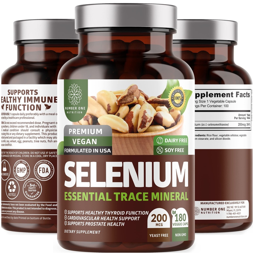 N1Nの優れた純粋なSelenium [200MCGの最高の吸収]免除および前立腺機能、180のVegeの帽子を支える必須の跡の鉱物