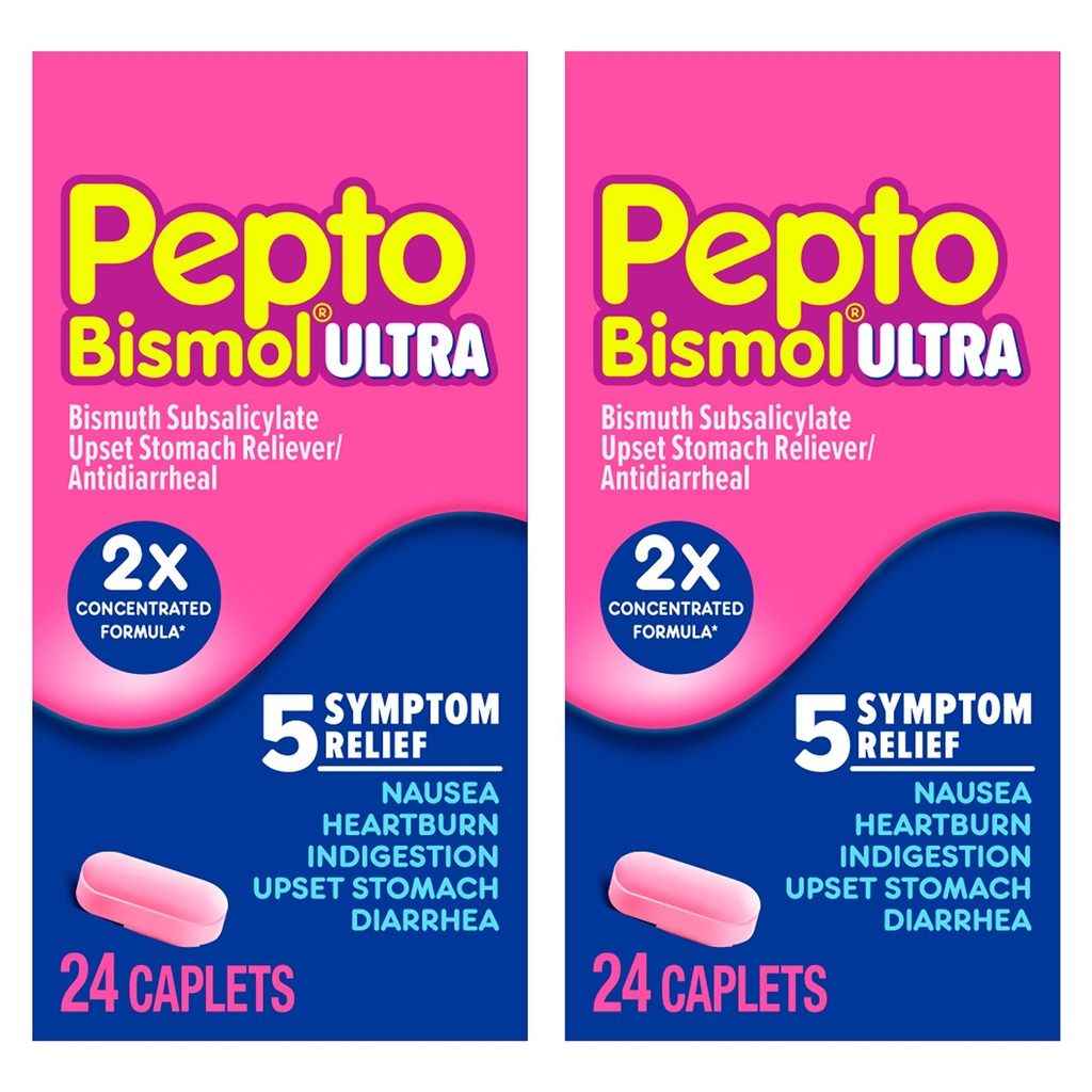 Pepto BismolのULTRAの小冊子、upsetの胃の救助、Nauseaの救助、Heartburnの救助、Indigestionの救助、大人のための反Diarrheaの薬物 - 5の症状救助、48のct (2x24のct)