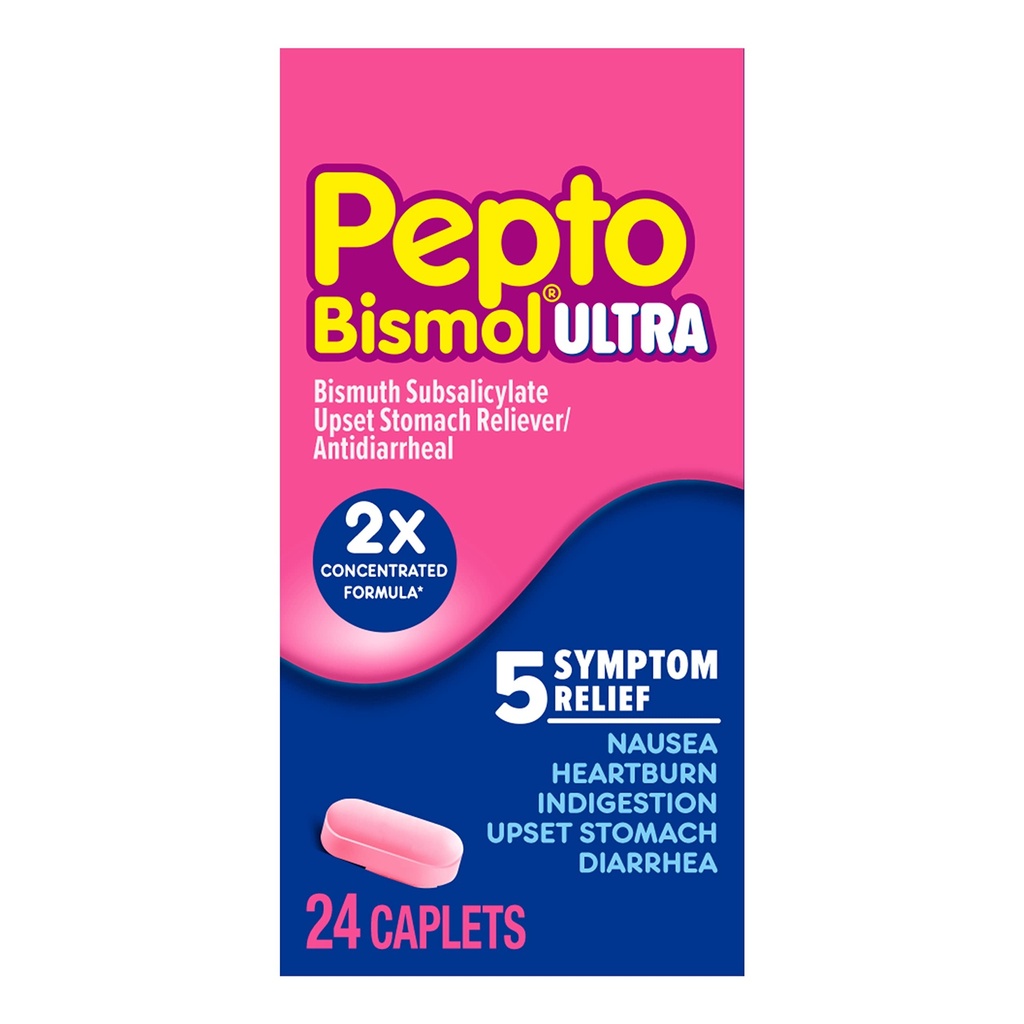 Pepto Bismol ULTRAの小冊子、upsetの胃の救助、Nauseaの救助、Heartburnの救助、Indigestionの救助、大人のための反Diarrheaの薬物 - 5の症状救助、24のct