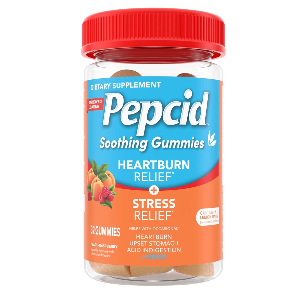 Pepcid の鎮静の蟻酸のグミ、胸焼けの救助 + Occasional の Heartburn、Upset の胃および酸の消化器、レモン バルムのエキス、Tricalcium の隣酸塩、ピーチ ラズベリー、32 ct の