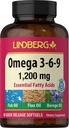 リンバーグオメガ3 6 9サプリメント | 1200mg | 90 Softgels | エッセンシャル脂肪酸 | フィッシュ、フラックス、ホウラージュオイル | 非GMO、グルテンフリー