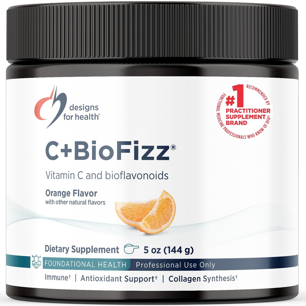 健康C + BioFizzyビタミンCドリンクパウダーバイオフラボノイド - 免疫 + 抗酸化サポート - ビーガン(36給/ 144g)