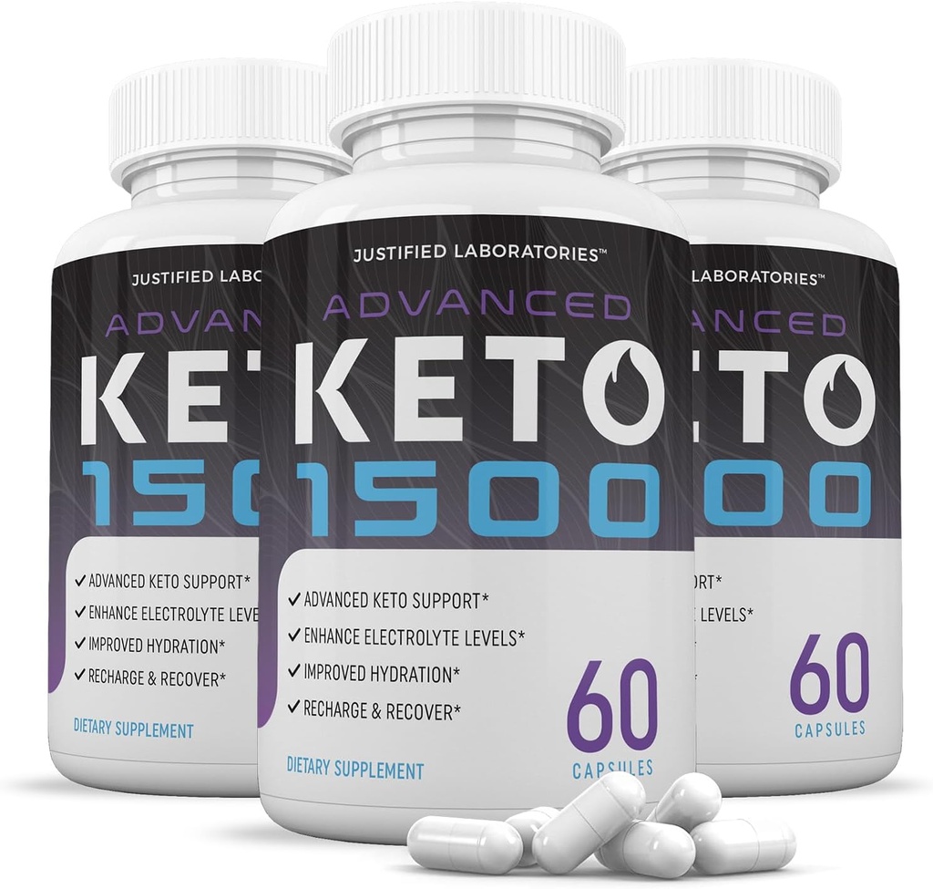 (3 Pack) Advanced Keto 1500 Keto Pills 1275MG New & Improved Formula Contains Apple Cider Vinegar Extra Virgin Olive Oil Powder Green Tea Leaf 180 Capsules