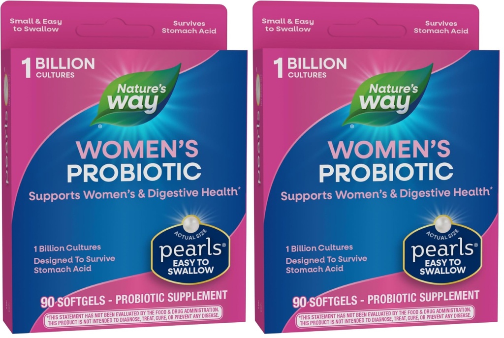 Nature's Way Women's Probiotic Pearls, Women's and Digestive Health*をサポート, Occasional constipation & Bloating*, 1 Billion Live Culture, 90 Softgels, (パッケージ 2)