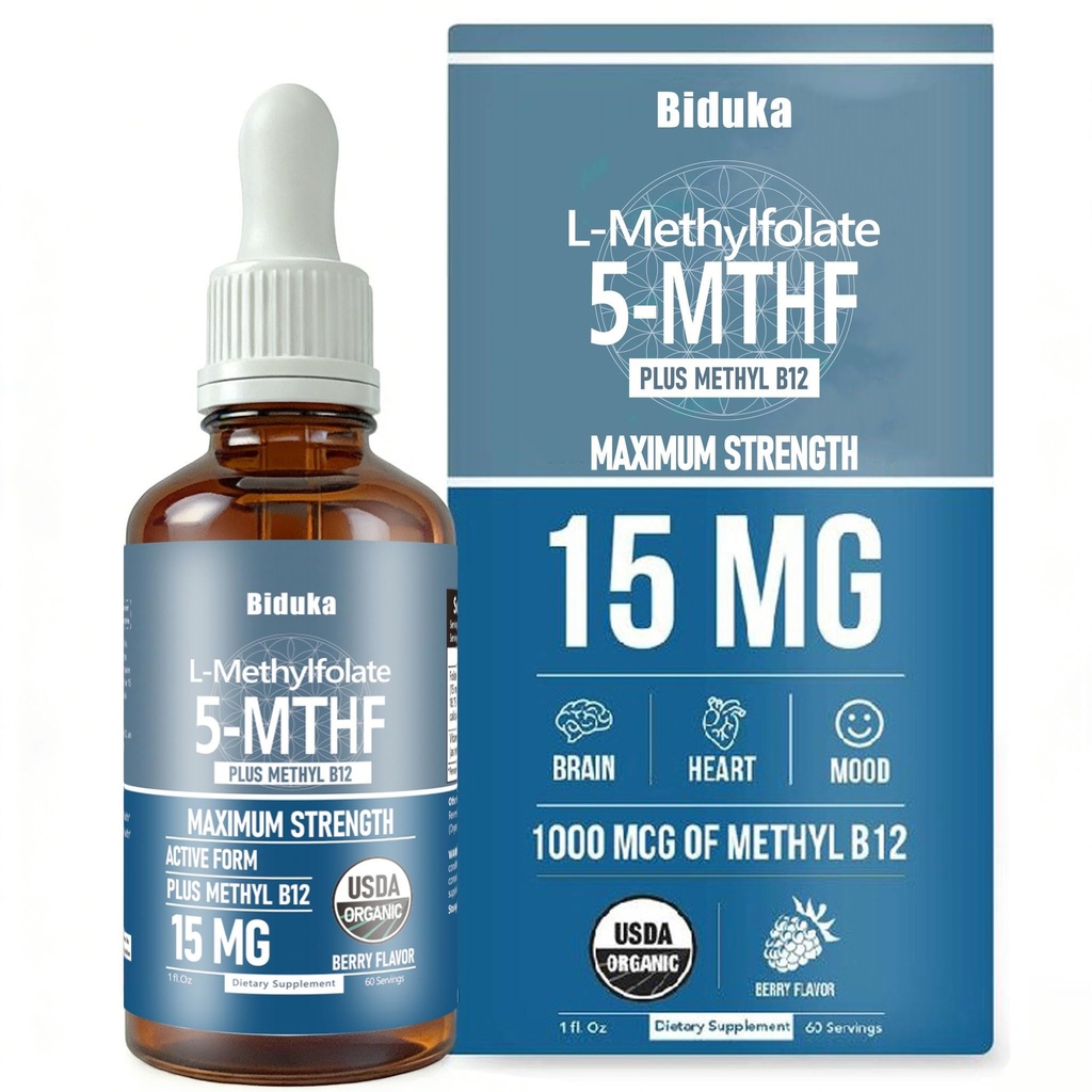 有機性L-Methylfolate 15のmg +メチルB12 1000mcgの液体の低下-60のサービング