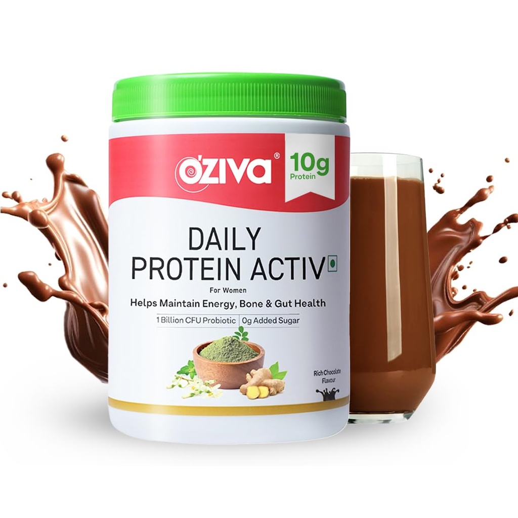 OZiva Daily Protein Activ for Women, Whey Protein, Chocolate, 300g