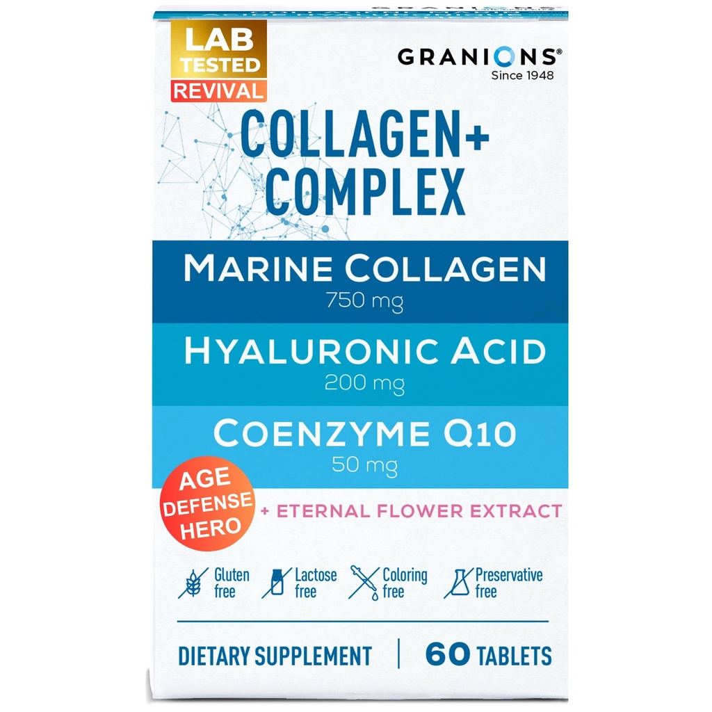 海洋のコラーゲンの丸薬の複合体– 200mg Hyaluronic酸の補足、Coenzyme Q10 CoQ10、加水分解された海洋のコラーゲンのペプチッド、永遠の花の水和、年齢の防衛補足- 60はタブレットを密封しました