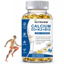 Nutriview 2000mg D3 K2 B12 Softgels Calcium, Suplemento de Calcio, Bones and Teethを強化, ブーストエネルギー, 非GMO, 120 Softgels